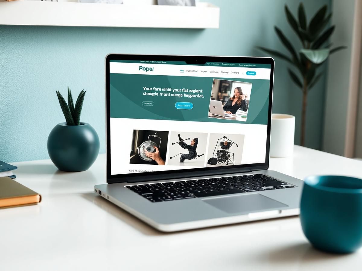 Computadora portátil mostrando una página web moderna